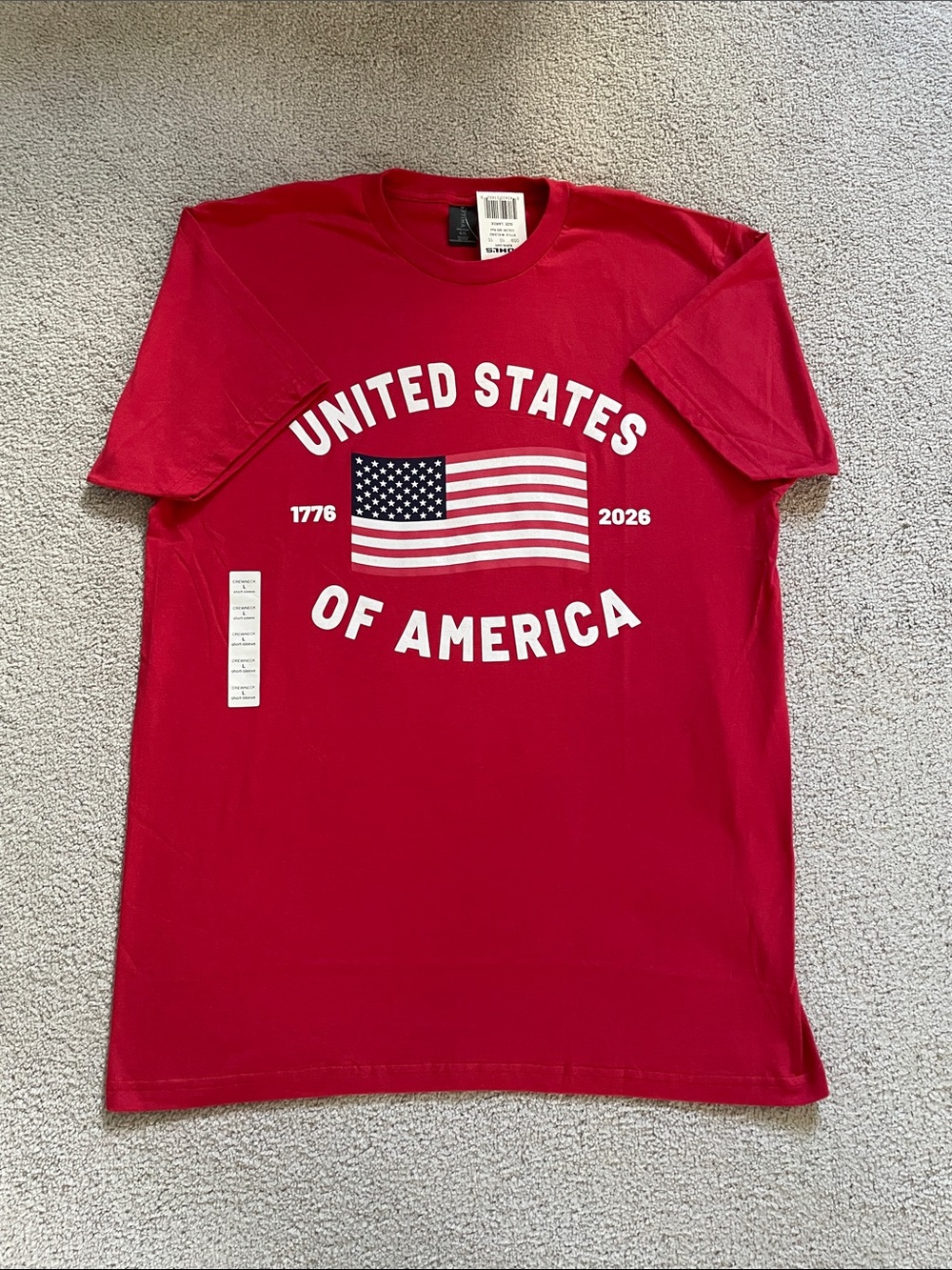 NWT United States of America 250th Anniversary Tee Red - 1776-2026 - Mens L